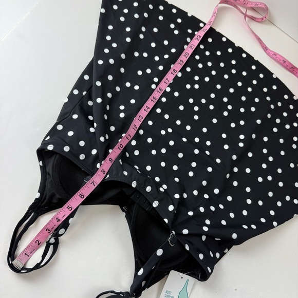 Swim Solutions Tankini Top 8 Black Polka Dot Bust Support D Cup - Princess Seam - Picture 9 of 9
